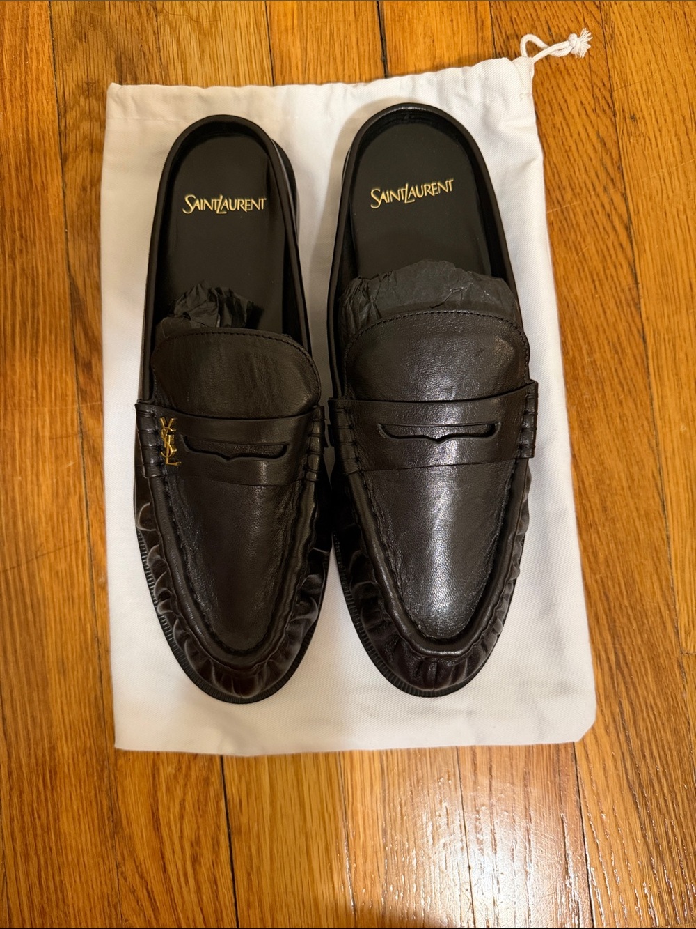 Saint Laurent Black Le Loafer Mules Shoes Size 41 (fits like 39.5)